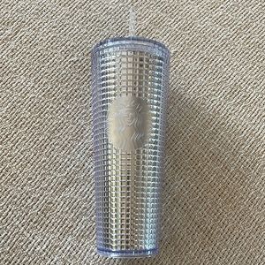 Silver disco Starbucks tumbler